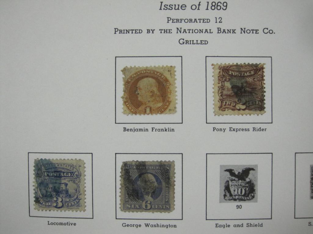 United States Postal Stamps includes Issue of 1869 Grilled Franklin 1 Cent, 1870-71 Washington 3