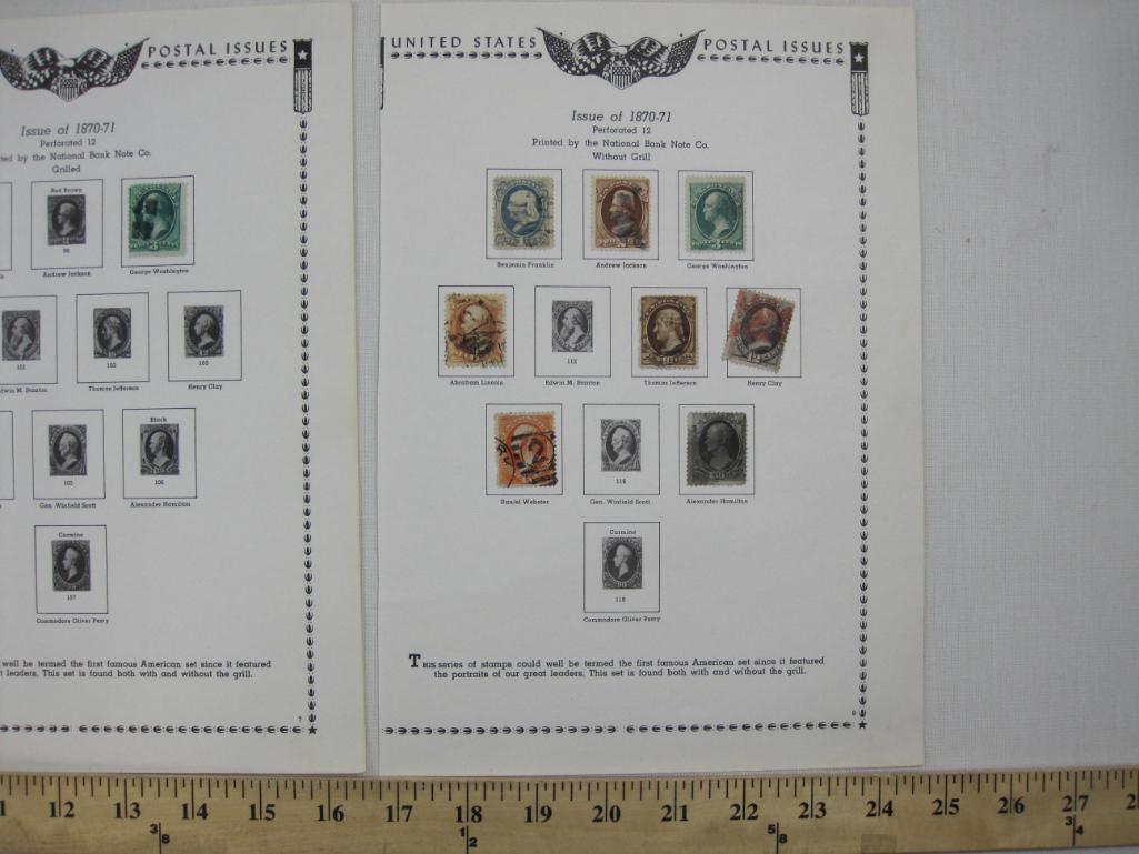 United States Postal Stamps includes Issue of 1869 Grilled Franklin 1 Cent, 1870-71 Washington 3
