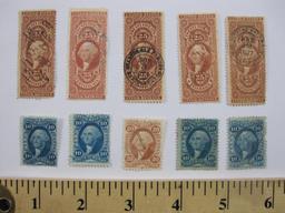 US Internal Revenue Stamps, First Issue 1862-71 Includes 25 Cent Certificate, 20 Cent Inland