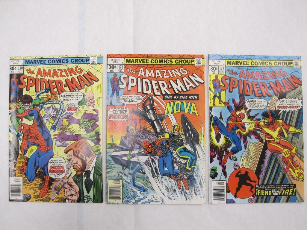 The Amazing Spider-Man #'s 170-172 (1977), includes Nova appearance, Three Marvel comics, 5 oz