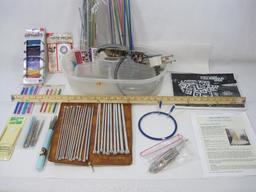 Craft Supplies Knitting, Crochet Includes Bernat-Aero Needle Set in Case, Hoops, Adornments and more