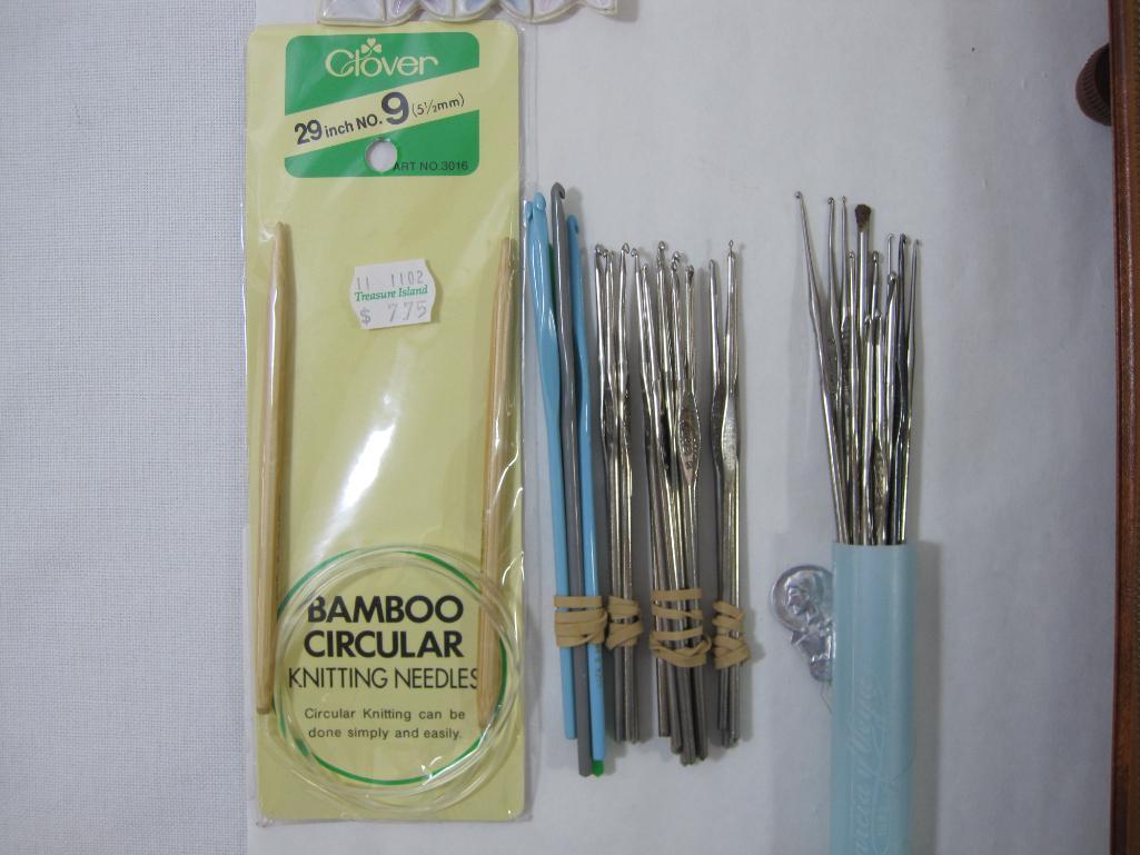 Craft Supplies Knitting, Crochet Includes Bernat-Aero Needle Set in Case, Hoops, Adornments and more