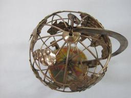 Copper Metal Musical Globe, Plays Around the World in 80 Days, made in China