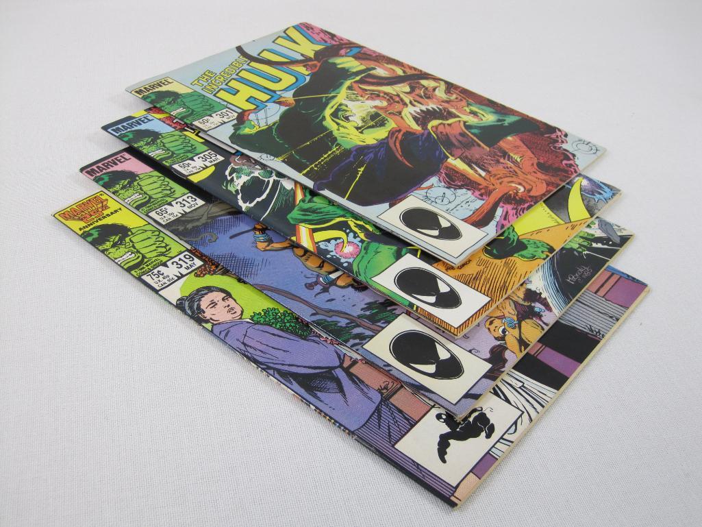 The Incredible Hulk, Four Marvel Comics Includes Issues #301, Nov 1984, #305, 313, Mar, Nov 1985,