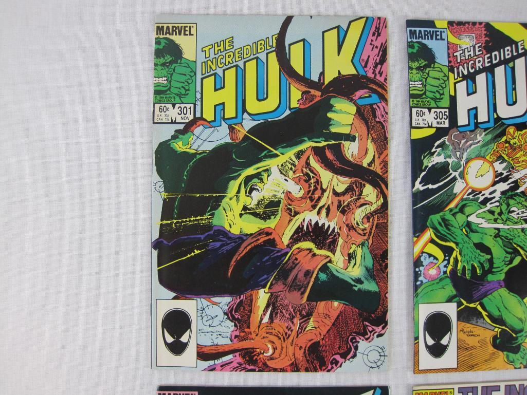 The Incredible Hulk, Four Marvel Comics Includes Issues #301, Nov 1984, #305, 313, Mar, Nov 1985,