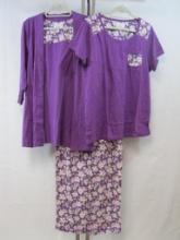 Carol Hochman Heavenly Soft Sleepwear 3-piece Set, Large, Violet, 1 lb 8 oz