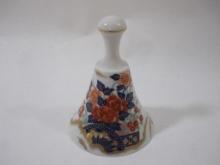 Vintage Maruhan Japan Porcelain Bell with Flower Design and Gold Accents, 3 oz