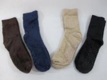 Four Pair of Stretch Non-Slip Slipper Socks, One Size, New, 10 oz