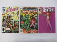 Three Comic Books includes Elfquest No. 1, Aug 1985, Marvel, Red Sonja No. 2, Mar 1977, Marvel