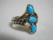 Sterling Silver Ring with Turquoise Stone Accent, Size 9