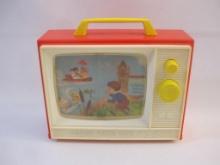 Fisher Price Toys 1966 Two Tune Giant Screen Music Box TV, works, 2 lbs