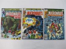 The Micronauts, Three Comics, Issues No. 7-9, July-Sept 1979, Marvel Comics Group, 5 oz