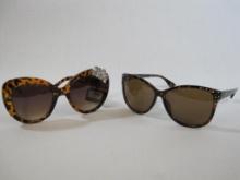 Two Pair of Women's Sunglasses, Rhinestone Embellished Tortoise Shell Frame, 3 oz
