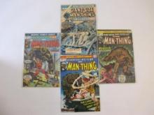 Four Man-Thing Comic Books including Giant-Size Man-Thing No. 5, Man-Thing No. 7, and Fear Nos. 17