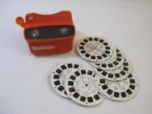 Vintage Red View Master and 3 Complete Sets of Reels including Dinosaurs, Popeye and Disney's The