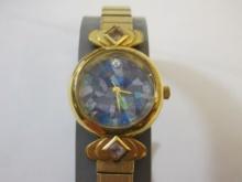 Lucoral Gold Tone Watch with Mosaic Face in Hard Case, 5 oz