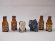 Two Sets of Fort Pitt Special Beer Salt and Pepper Shakers, FD Roosevelt Miniature Mug and more, see