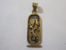 14K Gold Egyptian Cartouche Pendant, 2.8 g