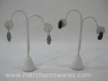 Two Pairs of Silver Earrings, Wide Hoops and Celtic Knot Dangles