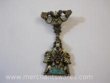 Victorian Style Pin with Faux Jade Stone