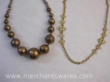 Chunky Brass Globe Necklace with Lia Sophia Gold Tone Necklace