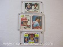 Four Vintage Baseball Cards in Plastic Displays including 1977 Strikeout Leaders Phil Niekro and