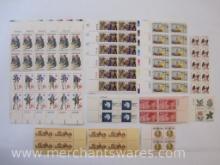 Ten Blocks of US Postage Stamps including 13c Chemistry (1685), 13c Jimmie Rodgers (1755), 8c 100th