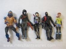 Five Teenage Mutant Ninja Turtles Action Figures including Casey Jones, April O'Neil and Shredder