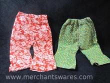 Two Pairs of Vintage Children's Flower Printed Corduroy Pants, Green 2T and Red 3T, 7 oz