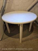 White Plastic Indoor/Outdoor Table, Approx 38" Diameter