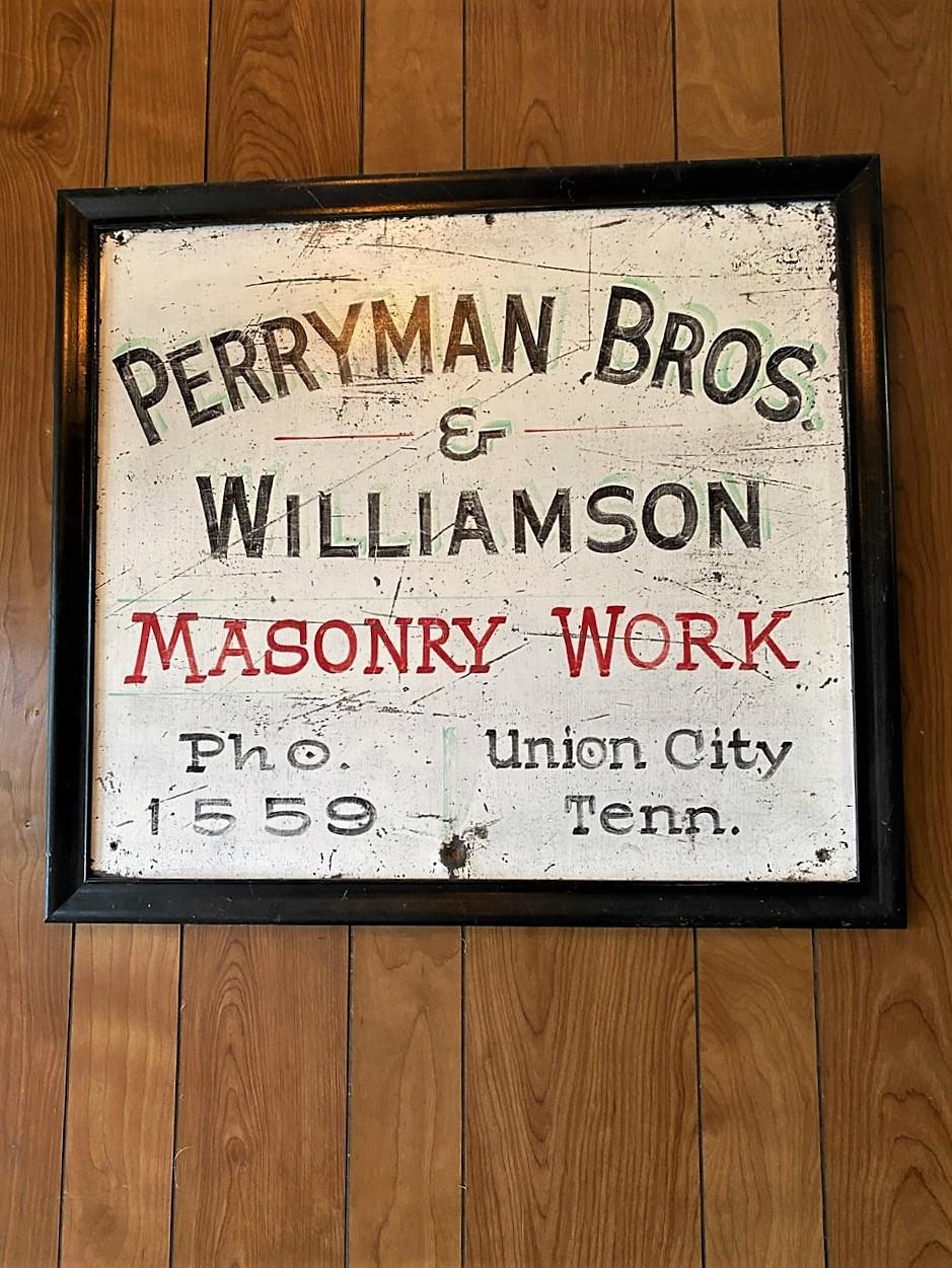 "Masonry Work" Painted Metal Sign