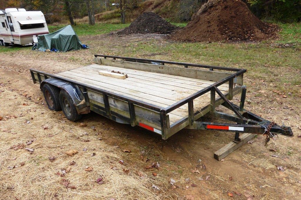 Open, tandem axle trailer 19 foot to the tongue (titled)