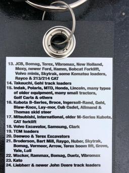 NEW 24 KEY SET FOR MOST MAJOR EQUIPMENT BRANDS, JD, CAT, KOMATSU, TAKEUCHI, KOBELCO, FORD, MASSEY