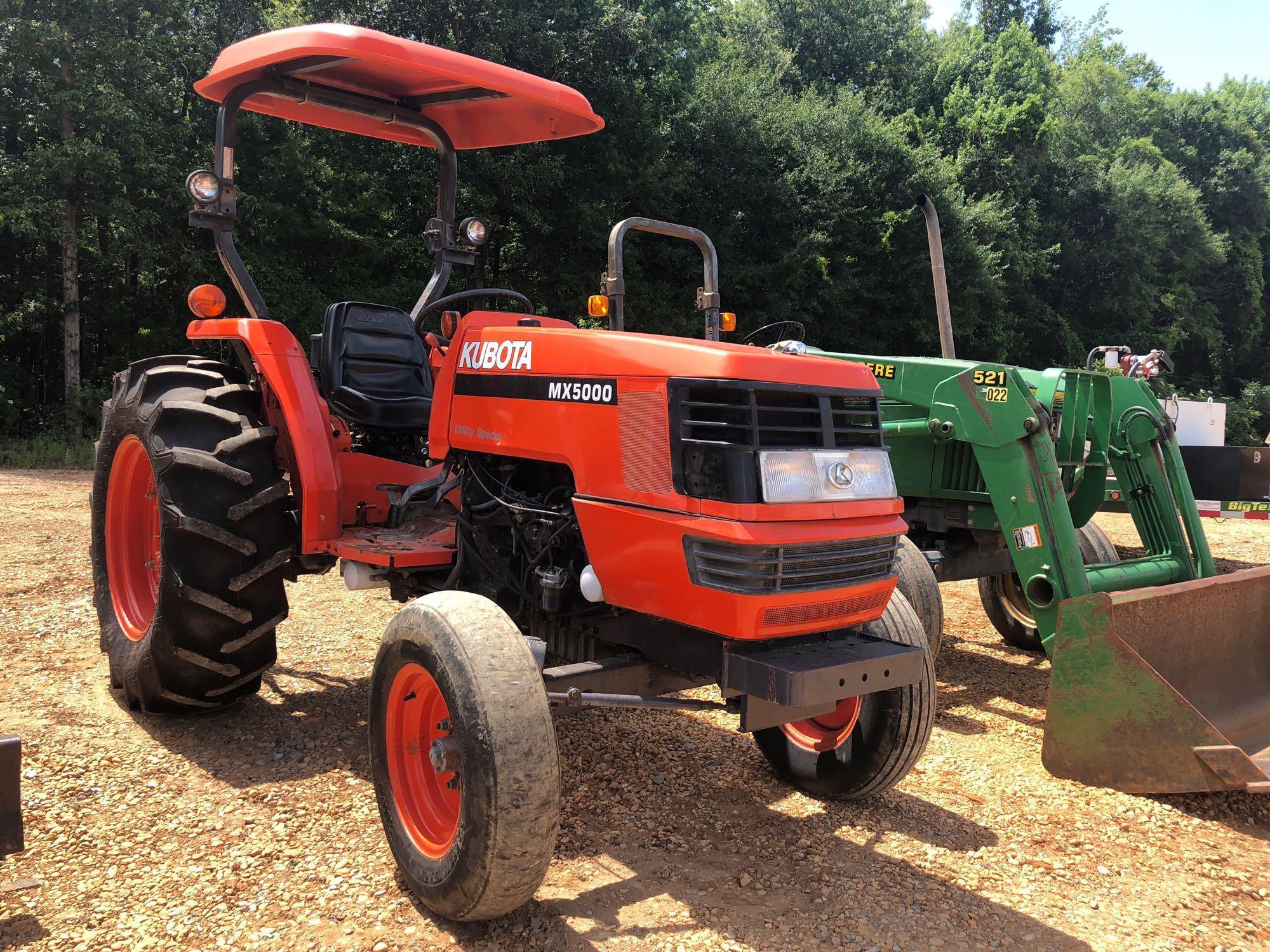 KUBOTA MX5000 UTILITY TRACTOR. S/N 10657. CANOPY TOP. 2902 HOURS, 3PH, 540 PTO