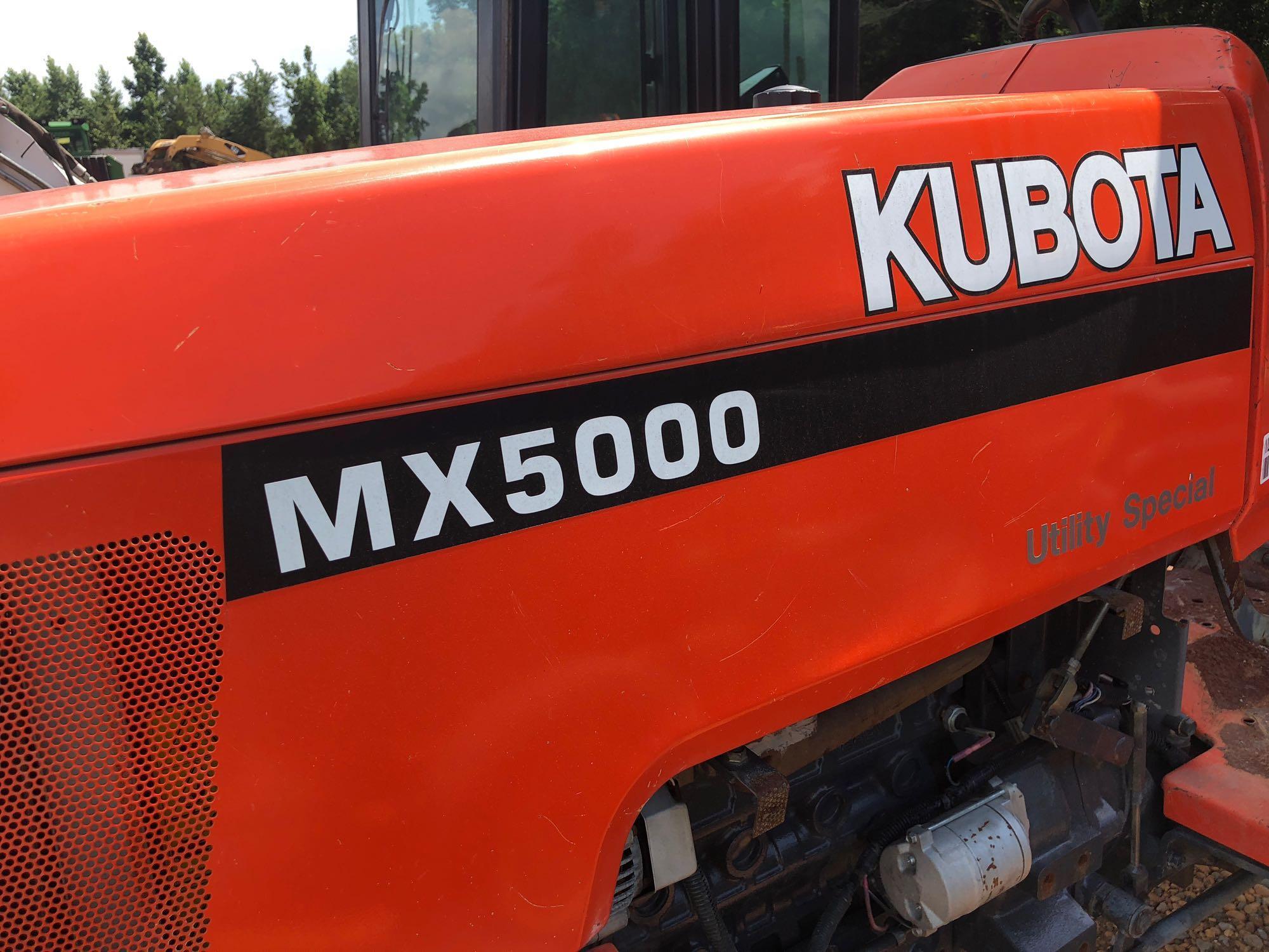 KUBOTA MX5000 UTILITY TRACTOR. S/N 10657. CANOPY TOP. 2902 HOURS, 3PH, 540 PTO