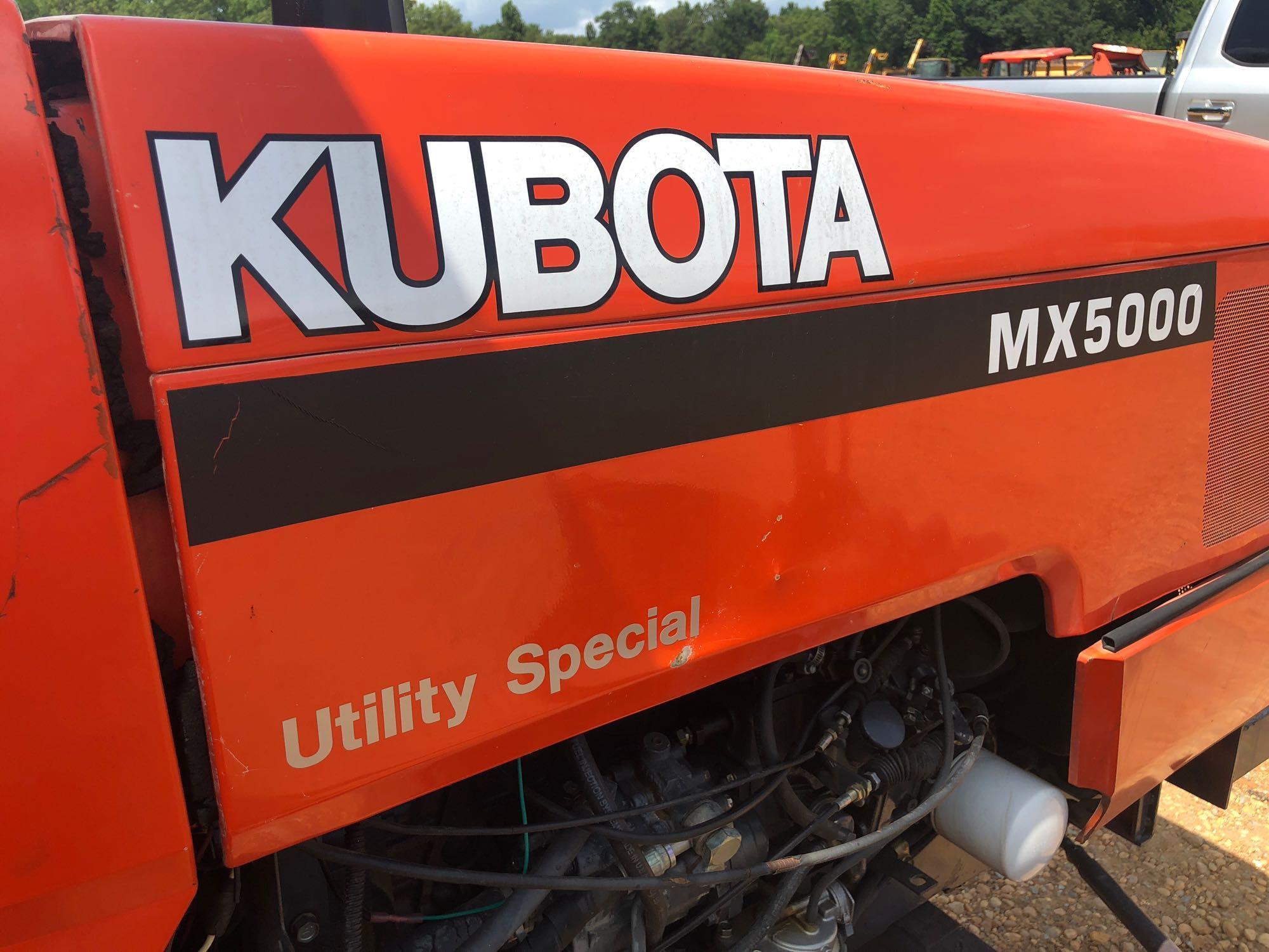 KUBOTA MX5000 UTILITY TRACTOR. S/N 10657. CANOPY TOP. 2902 HOURS, 3PH, 540 PTO