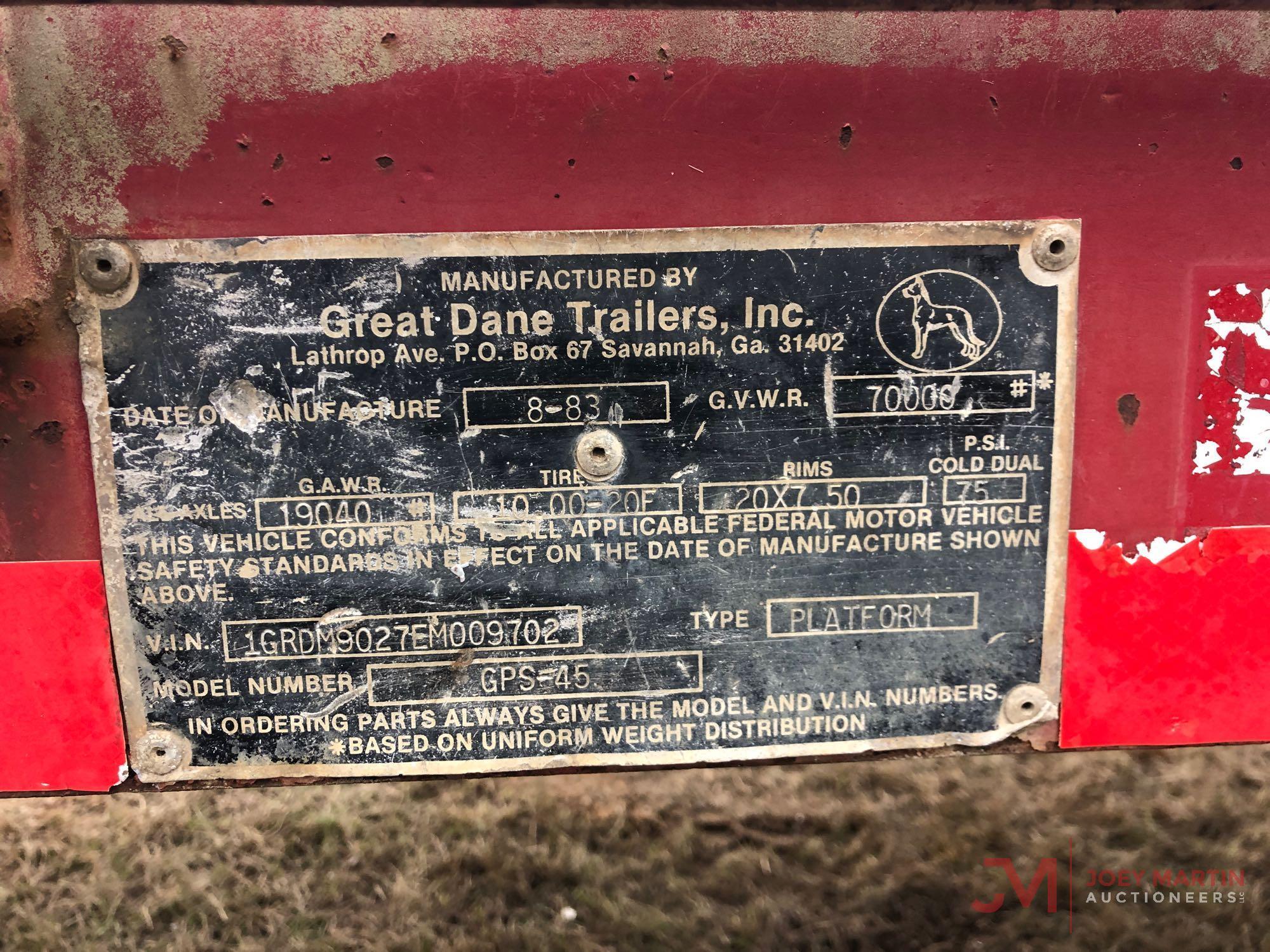 1984 GREAT DANE GPS-45 FLAT BED TRAILER