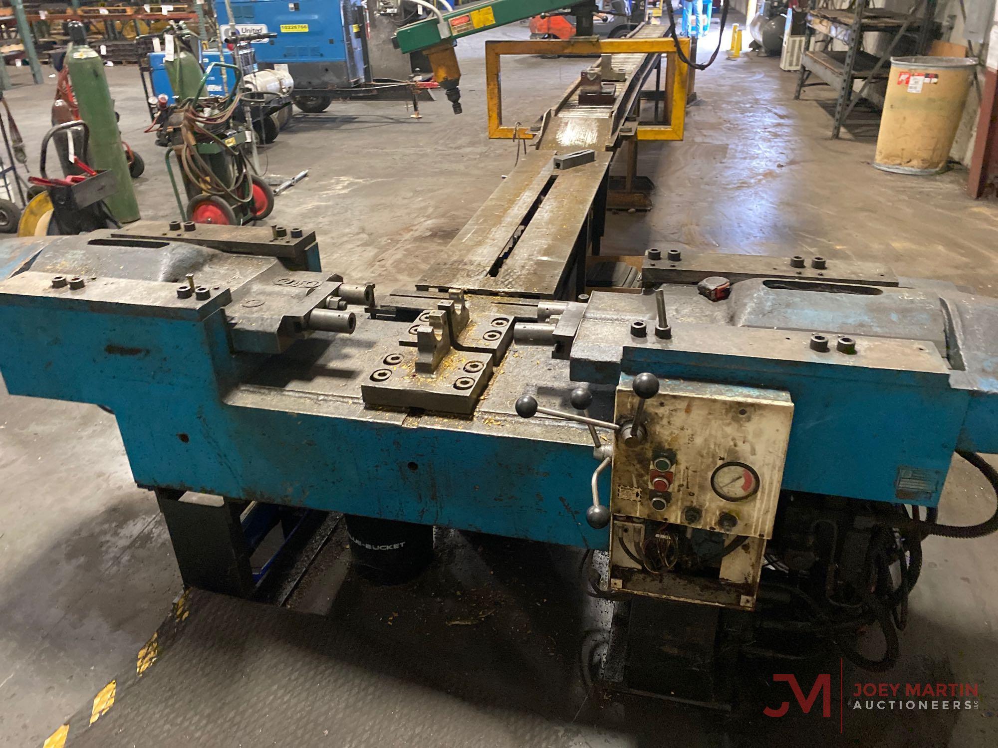 OWATONNA TOOL CO. MODELY-7500 TRACK PRESS MACHINE, SN 1136, 160 TON CAPACITY, 22? CONVEYOR, ALL TOOL