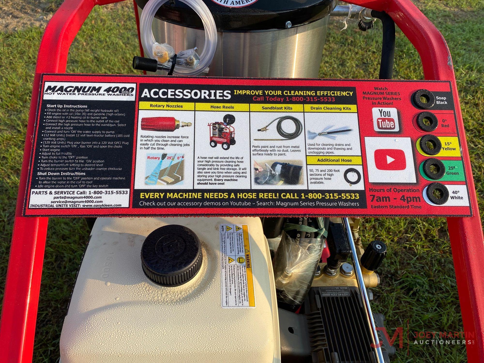 NEW MAGNUM 4000 SERIES GOLD PORTABLE HOT WATER PRESSURE WASHER
