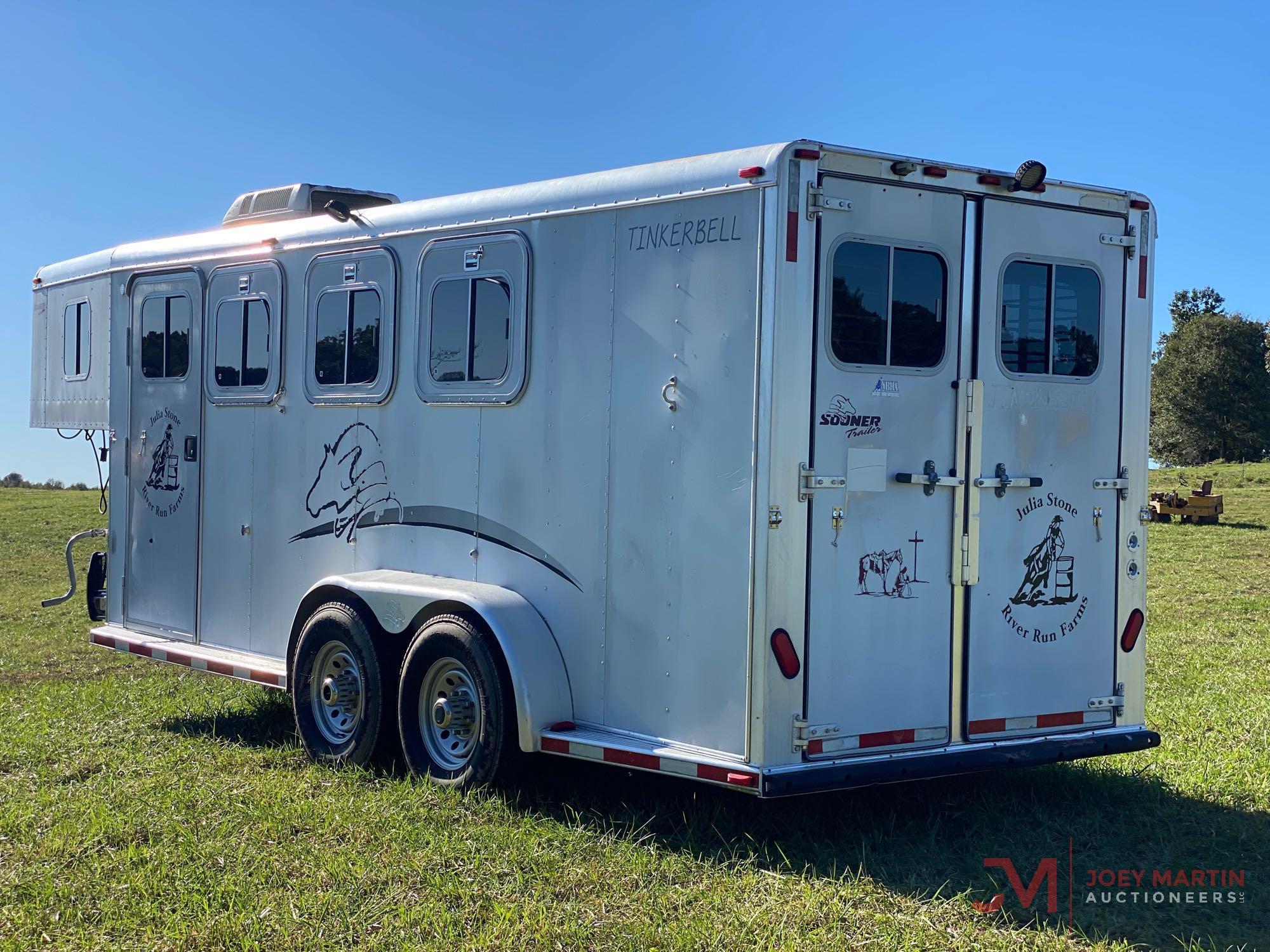 1999 SOONER 3 HORSE SLANT LOAD GOOSENECK TRAILER