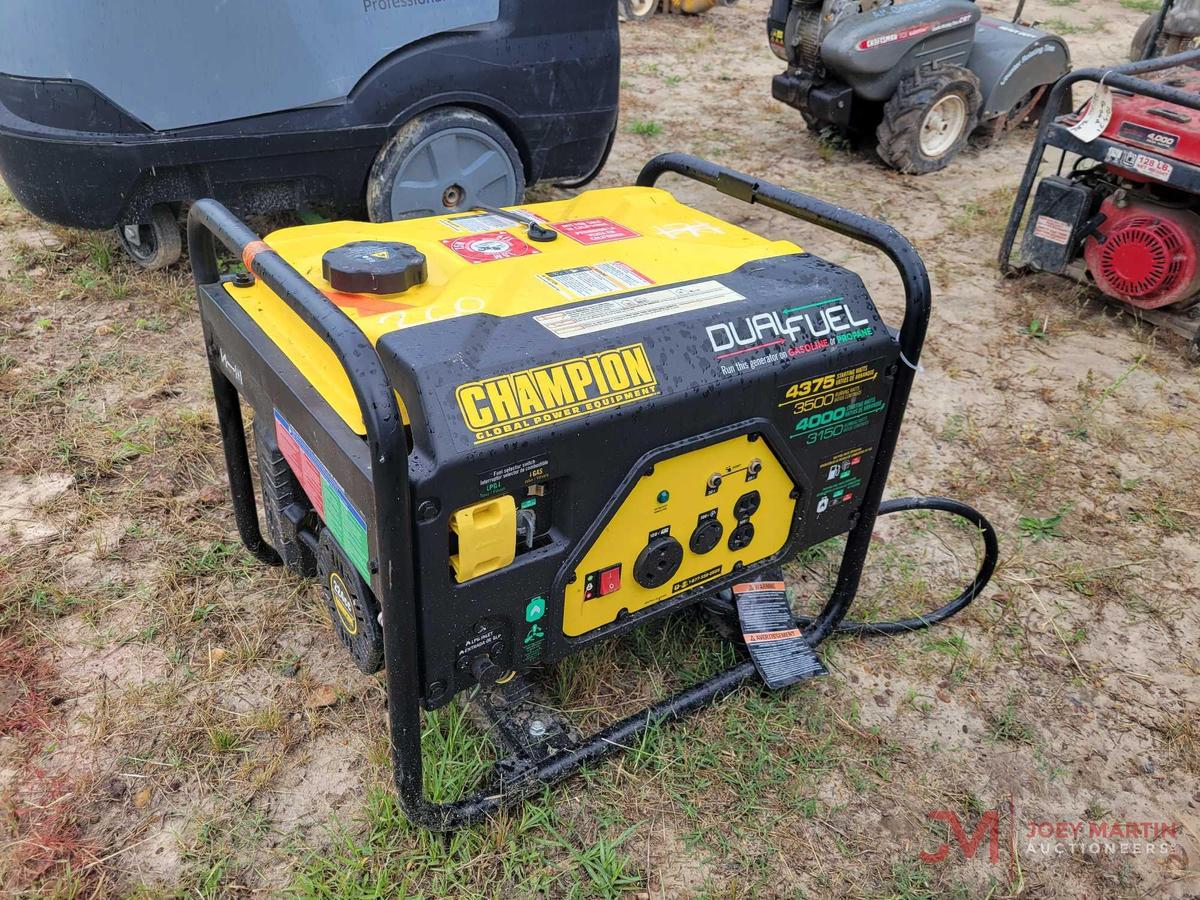 CHAMPION DUAL FUEL PORTABLE GENERATOR, GAS OR PROPANE, 30 AMP, 120 VOLT, 224CC ENGINE