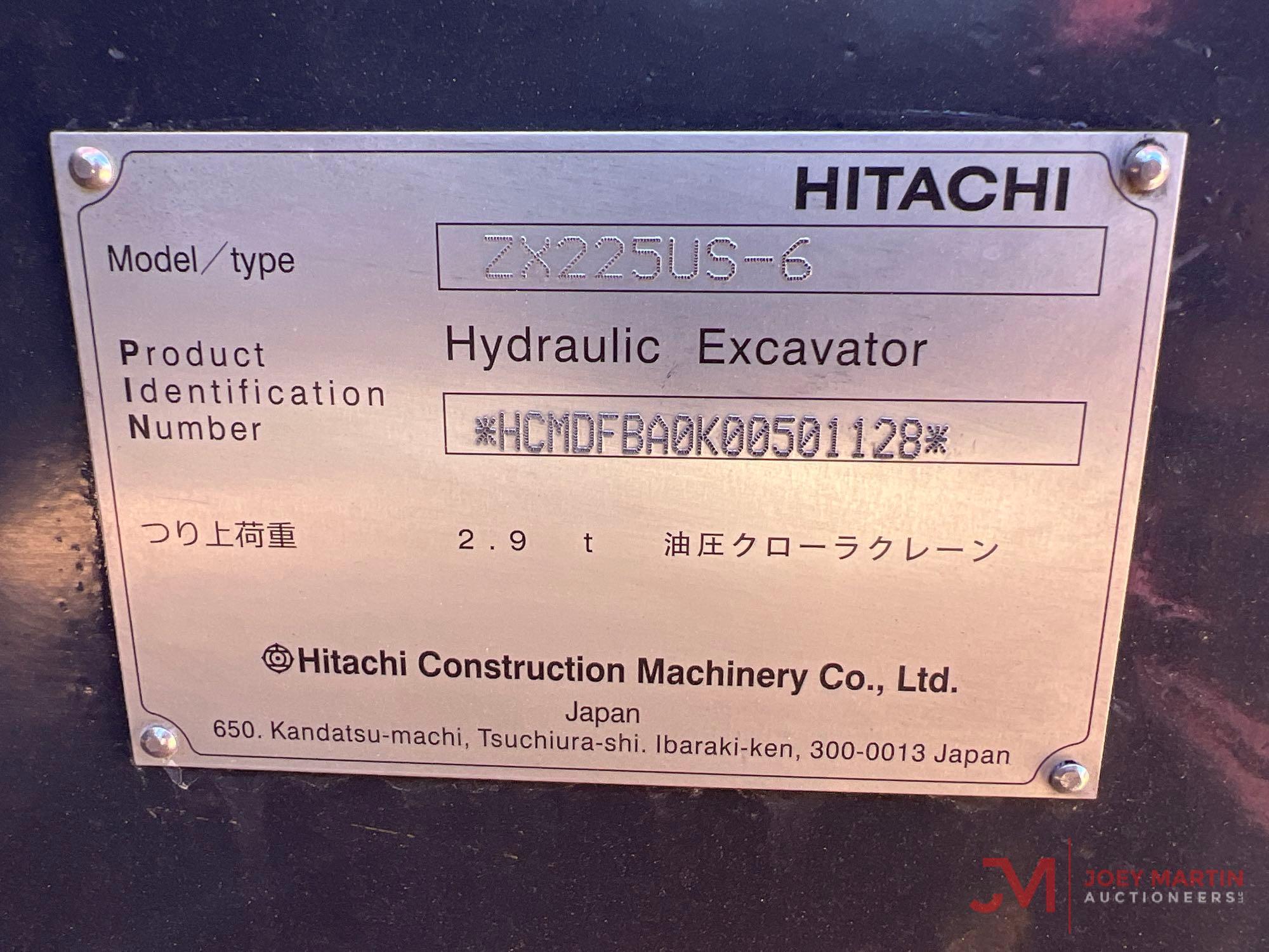 2019 HITACHI ZX225USLC-6 HYDRAULIC EXCAVATOR