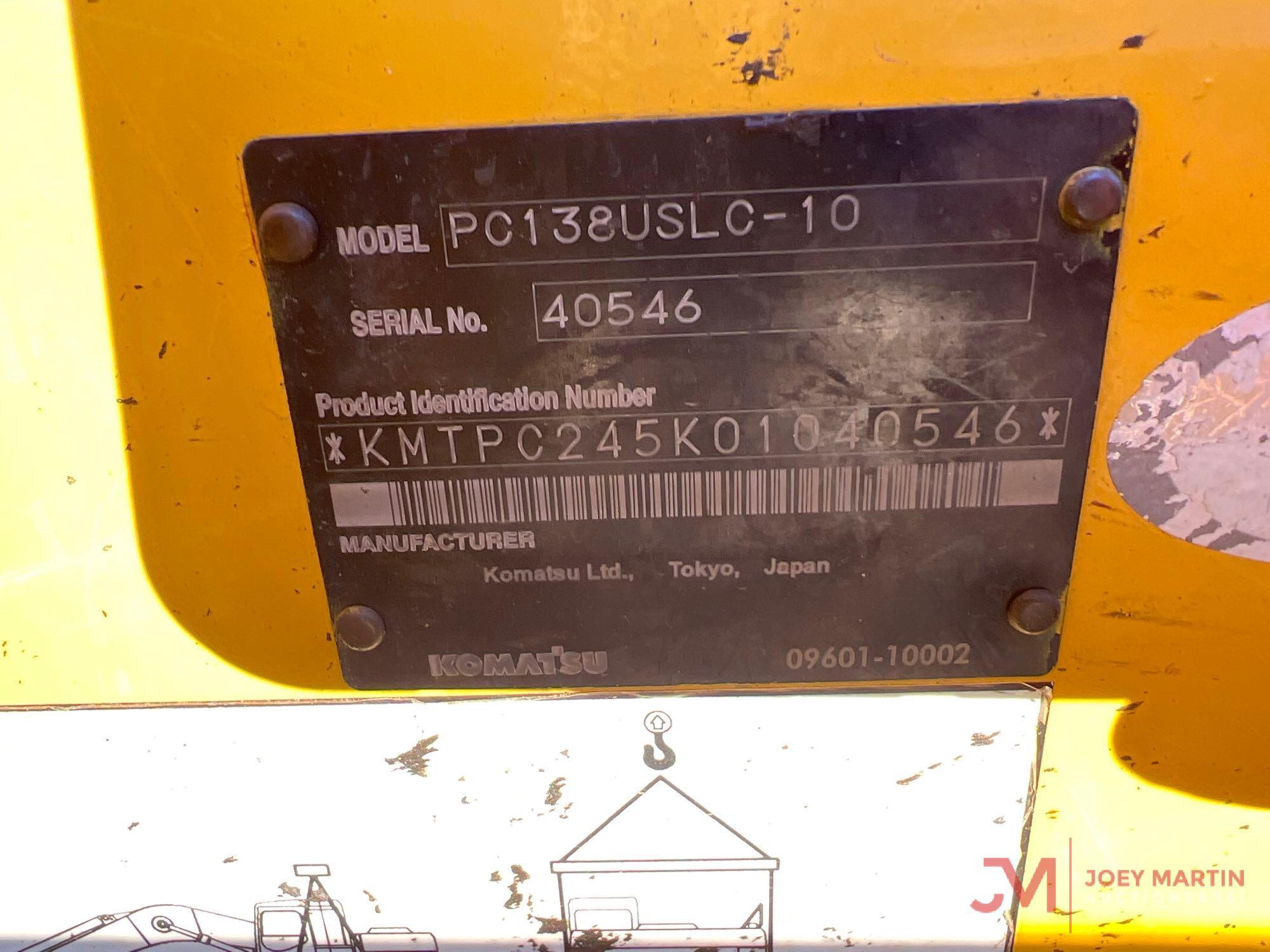 2015 KOMATSU PC138USLC-10 HYDRAULIC EXCAVATOR