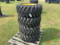 NEW 12-16.5 SKS332 TIRES ON BOBCAT/KUBOTA WHEELS (4)