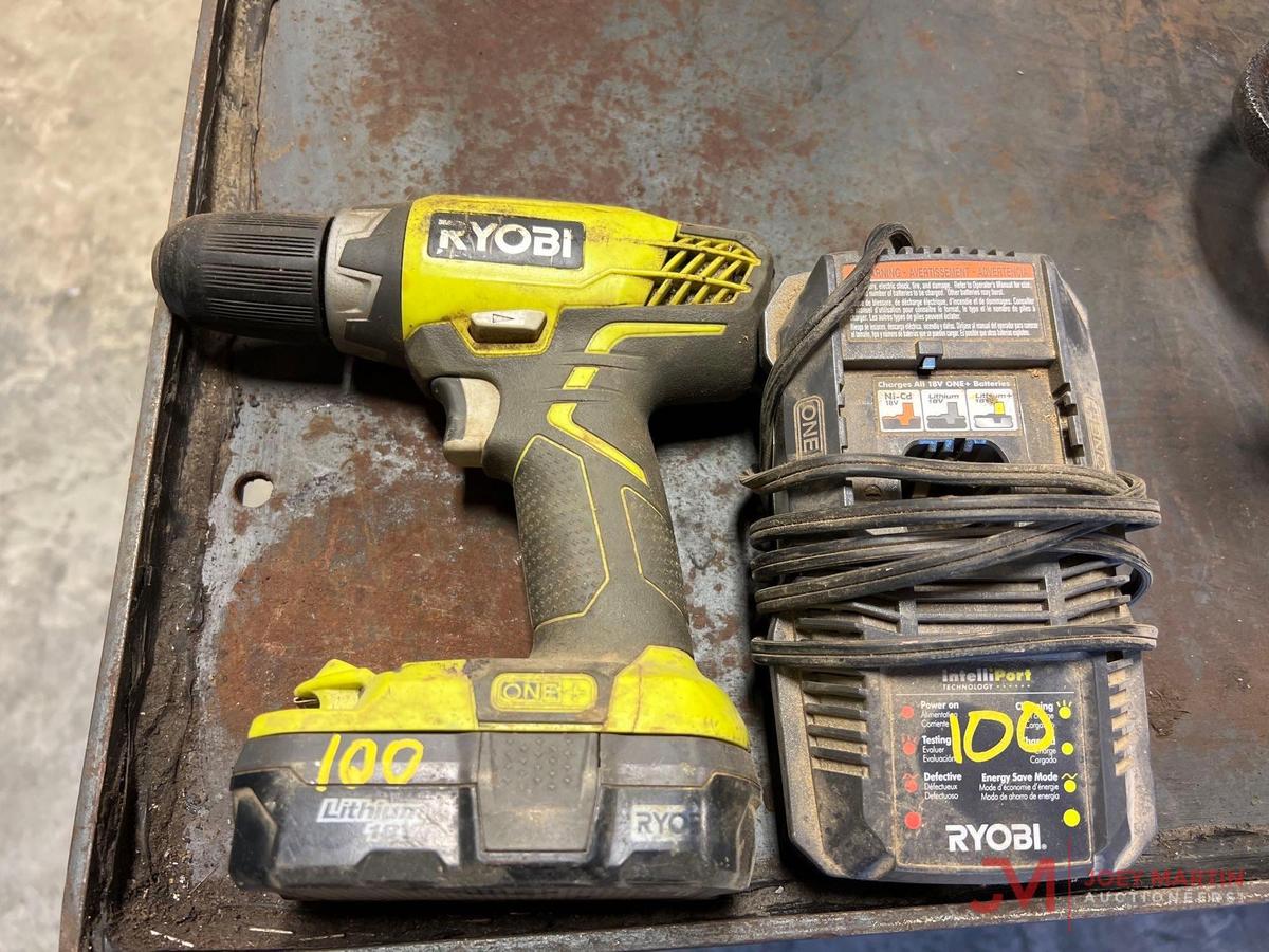 RYOBI ELECTRIC DRILL WITH BATTERY AND CHARGER