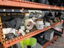 CONTENTS OF SHELF, VARIOUS PLASTIC AND PVC PIPE FITTINGS