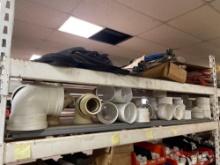 CONTENTS OF 2 SHELVES 6" TO 8" PVC FITTINGS AND VARIOUS HOSES