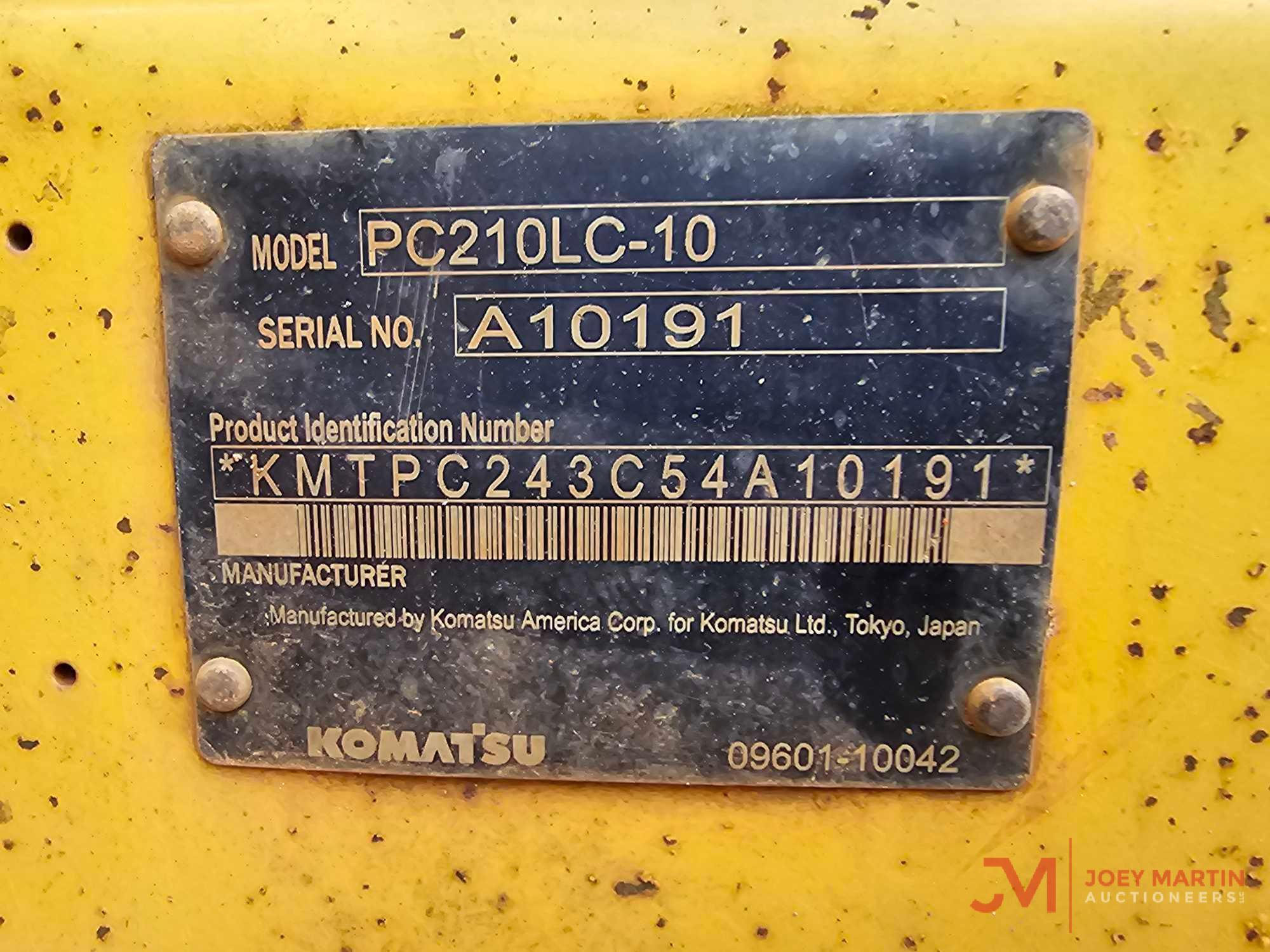 2013 KOMATSU PC210LC-10 HYDRAULIC EXCAVATOR