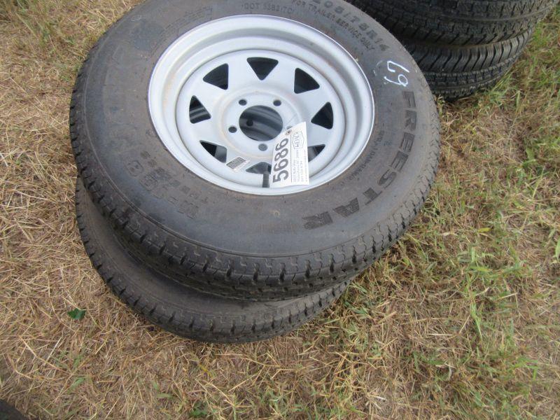 (5686) 2--205/75R14 Trailer Rims/Tires