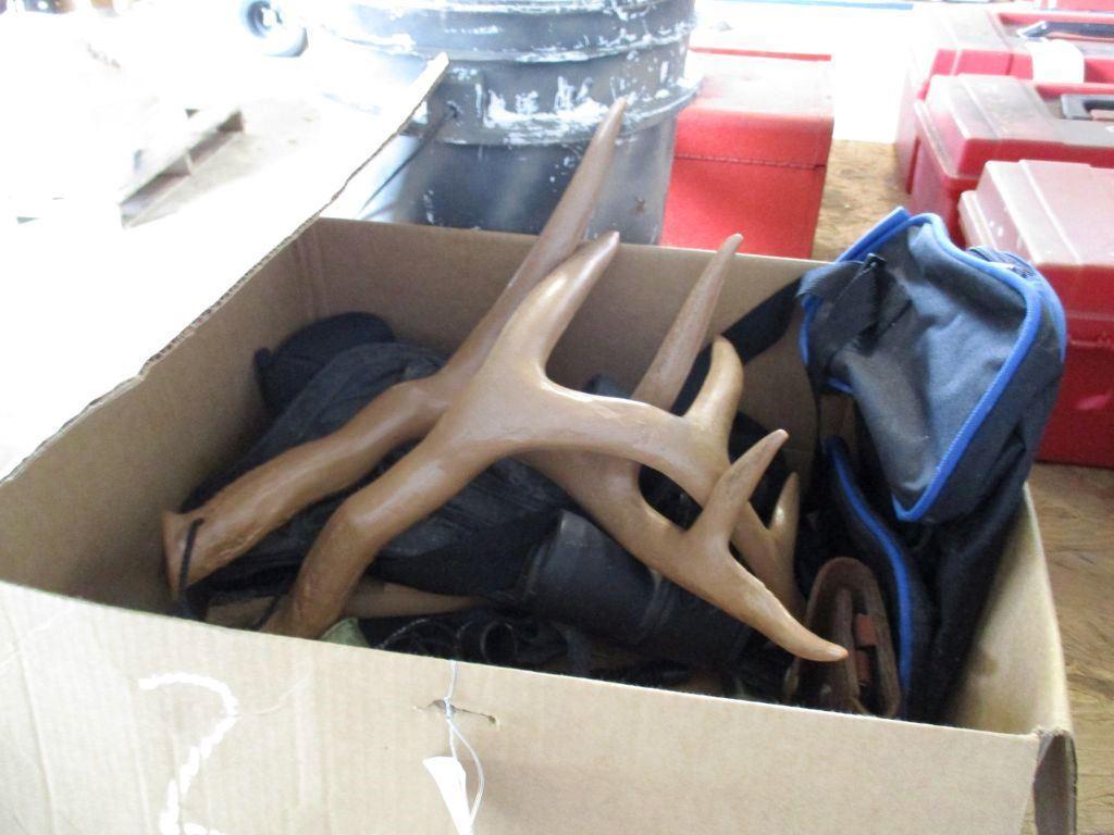 BOX OF HUNTING GEAR,